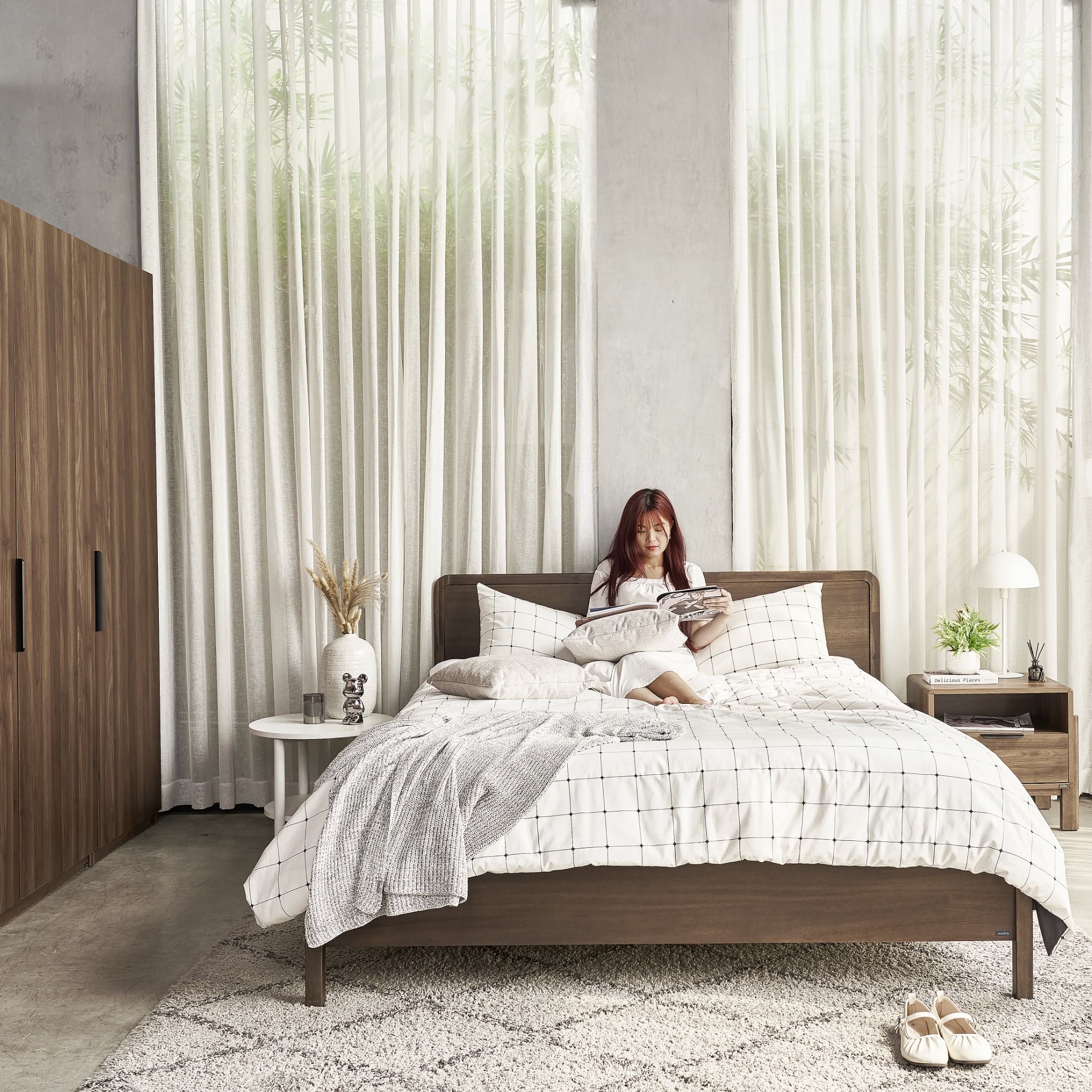 Giường Ngủ Gỗ Tràm MOHO DALUMD 301 Ver 2 Màu Nâu Hạnh Nhân - Ảnh 2